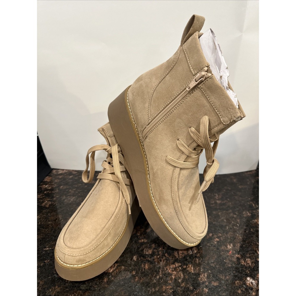 Sonoma Goods For Life Enigma Ankle Boots Lace Up Tan Taupe Womens 10 NEW